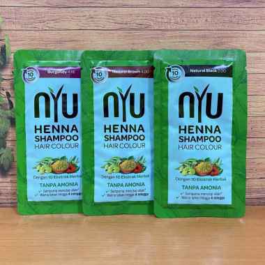 Nyu Henna Shampoo Hair Colour / Henna Cat Rambut Sachet - 20ml Natural Brown