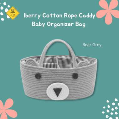 Iberry COTTON ROPE CADDY baby organizer bag - BEAR GREY BEAR