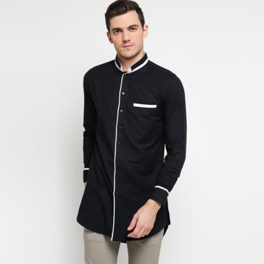 VM Shanghai Long Body Slimfit Kemeja Lengan Panjang Pria 2XL hitam