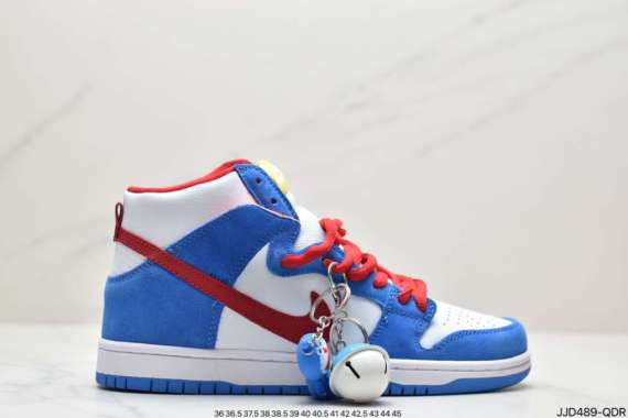 blue and white hightop dunks