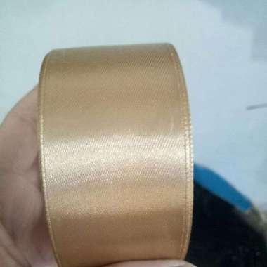 pita satin pita kado pita buket pita impor 11/2in / 4cm per meter Gold muda