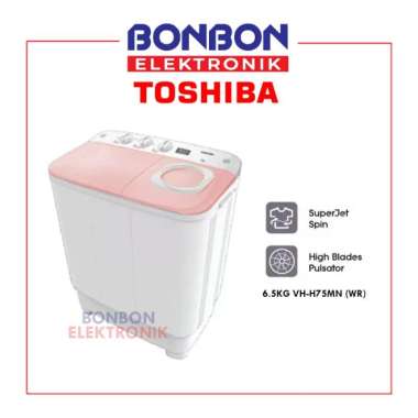 Toshiba Mesin Cuci 2 Tabung 6.5KG VH-H75MN (WR) / VHH 75 MN / VHH75MN