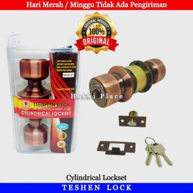 TESHEN KUNCI PINTU BULAT KUNCI PINTU KAMAR MANDI HANDLE GAGANG BULAT BROWN ANTIK