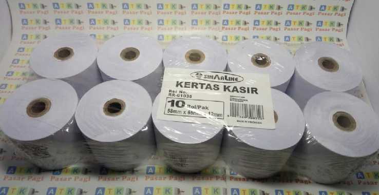 kertas struk kasir hvs 58mmx65mm x 12 mm. sinar line