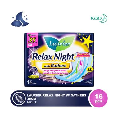 Promo Harga Laurier Relax Night Gathers 35cm 16 pcs - Blibli