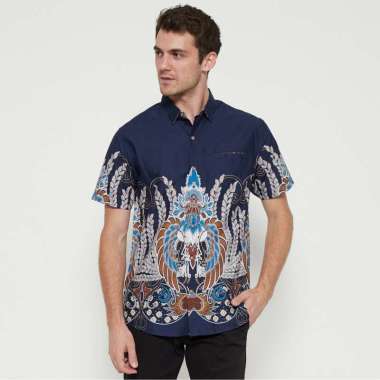 M231 Kemeja Pria Batik Pendek Navy 1727 Navy XL
