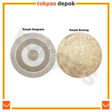 Karpet Rug Bulat Anyaman Enceng Gondok / Anyaman Seagrass Pandan Laut Natural Minimalis Rug Enceng 1