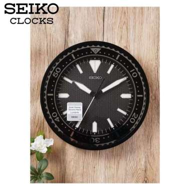 SEIKO Diver Wall Clock Quiet Sweep Lumibrite Glow in the Dark Original 30 cm Jam Dinding Matt Black