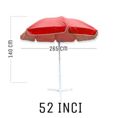 [PAYUNG JUALAN/PANTAI] Payung Pantai Ukuran 52 inch Tahan Badai Nagoya Merah
