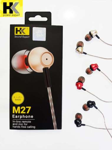 HK M27 Earphone Super Bass Wired Headset Wired Earphone Handsfree Stereo Mic RED