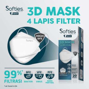 Softies 3D MASK SURGICAL 4ply isi 20/Masker Medis KF94 softies 4 ply WHITE