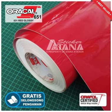 Skotlet Merah Glossy Oracal 651 Scotlet Red Gloss Metalik Stiker Meteran Decal Roll Scotlite Body Mo