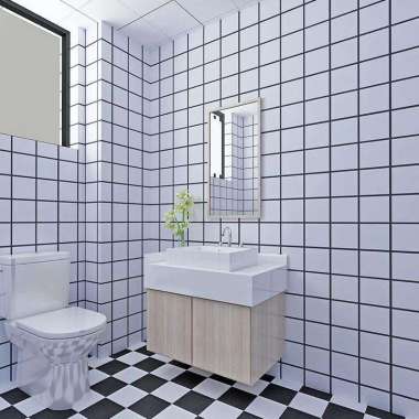 Wallpaper Stiker Lantai Untuk Dinding Tebal Perekat Diri Toilet Tahan Air Stiker Lantai Kamar Mandi 