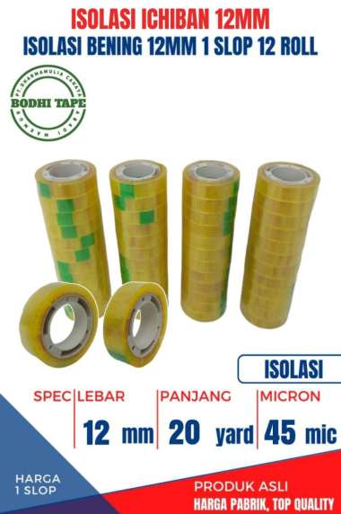ISOLASI / SELOTIP BENING ICHIBAN 12MM X 20YARD 1 SLOP 12 ROLL BENING
