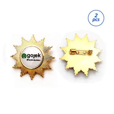 Mulyocreative Model Matahari Pin Bros GOJEK [2 Pcs] Emas