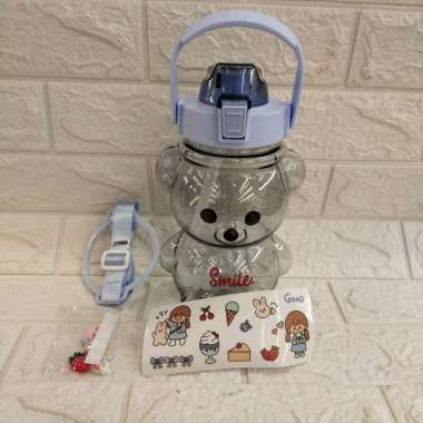 BOTOL MINUM POLOS MOTIF BERUANG 1400ml//BOTOL MINUM VIRAL biru