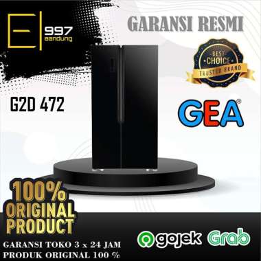 Kulkas GEA Side By Side G2D-472 / G2D472 / G2D-472 Black Glass  Black Glass