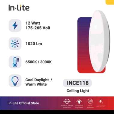 in lite lampu ceiling lamp 12 watt/lampu led plafon ceiling baret OB 12 watt tempel