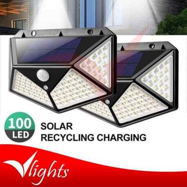 Lampu Sensor Gerak Tenaga Surya 100 LED Lampu Dinding Taman