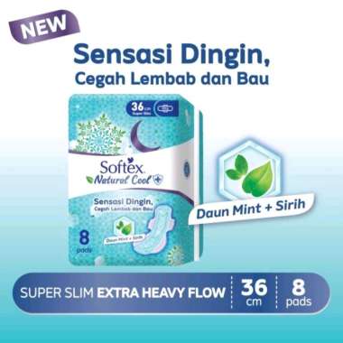 Softex Natural Cool 23cm/29cm/36cm/Pantyliner 15cm isi 32 pads 36cm isi 8pads