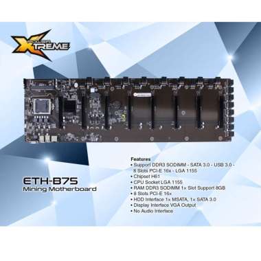 Xtreme ETH-B75 Motherboard Mining 8-PCIE Intel H61 LGA 1155
