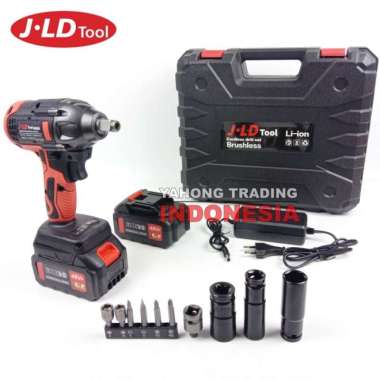 MESIN IMPACT WRENCH 2 BATERAI KUNCI SHOCK OBENG BOR JLD TOOL