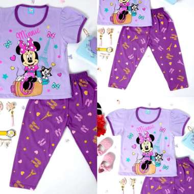 SETELAN CP MINNIE MOUSE TANGAN BALON / ANAK PEREMPUAN/BAJU TIDUR ANAK PEREMPUAN / BAJU PERGI DAN SEH