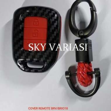 Cover Remote Kunci Mobil Honda Brv Carbon Hitam Red