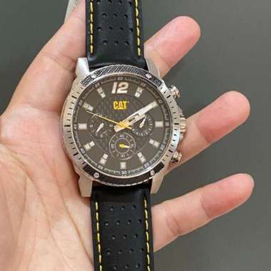 Jam Tangan Pria CATERPILAR CAT Tali Kulit Hitam CB.149.34.137 Original