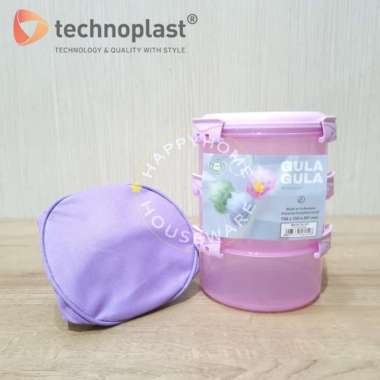 TECHNOPLAST Gula-Gula Sealware Stackable 3SSn|Rantang Click Lock + Tas Ungu