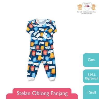 LIBBY Stelan Baju Panjang Celana Panjang/Libby piyama bayi S M L 2L XL XXL S Cat