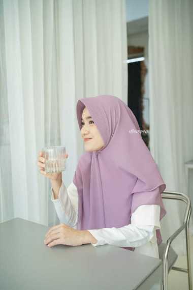 Elhasna Hijab Indonesia Instan Khimar ( ZARA ) Ceruty Bolak Balik MUSTARD