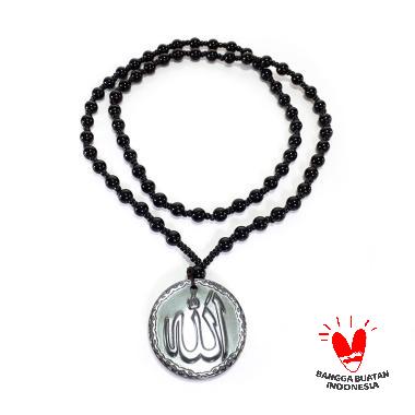 Vee Kalung Liontin Pria Wanita Batu Giok Ukiran Lafadz Allah Kalung Liontin Terapi Kesehatan Hitam P