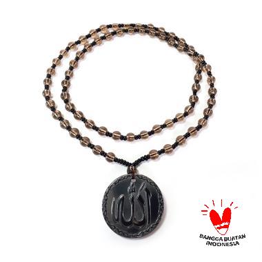 Vee Kalung Liontin Pria Wanita Batu Giok Ukiran Lafadz Allah Kalung Liontin Terapi Kesehatan hitam t