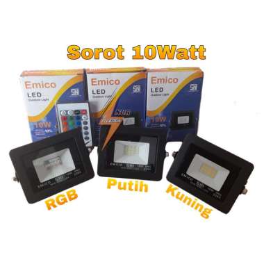 Lampu Sorot 10w Led Flood Light Outdoor Waterproof 900 Lumen Taman hias Putih Kuning RGB Warna Warni