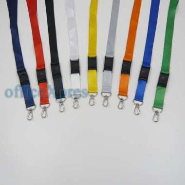 Gantungan ID Card - Tali Badge Id Nylon Round Buckle 2cm Combo / Strap ID Card Putih