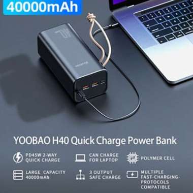 Yoobao H40 40000mAh PD45W Quick Charge Ultra High Capacity Powerbank - Putih Hitam