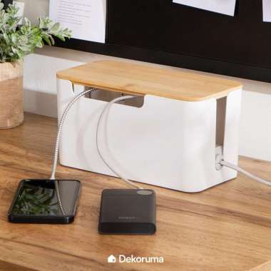 Dekoruma HIBI Kotak Penyimpanan Kabel Tutup Bambu | Storage Box