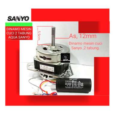 DINAMO MESIN CUCI 2 TABUNG AQUA SANYO + CAPASITOR 5+10 UNICON TERBAIK Multicolor