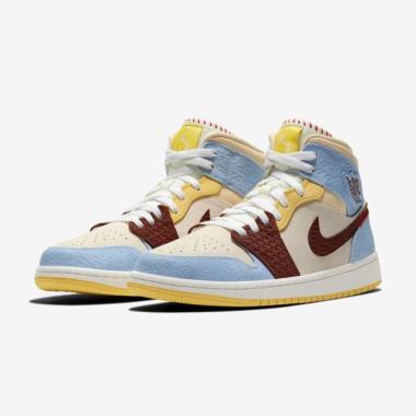 NIKE Air Jordan 1 Mid Fearless Maison Chateau Rouge Sneakers Pria 8.5 MULTICOLOUR