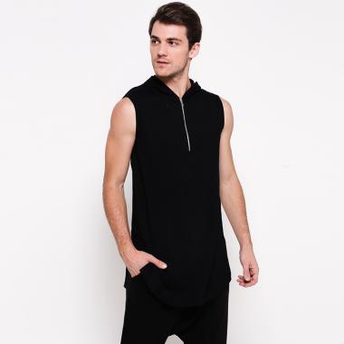 VM Buntung Sleting Panjang Hoodie Kaos Pria [VM-034] XXL Hitam