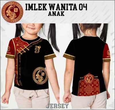 Kaos cheongsam anak perempuan baju imlek 2023 jersey shio kelinci 4 BIRU