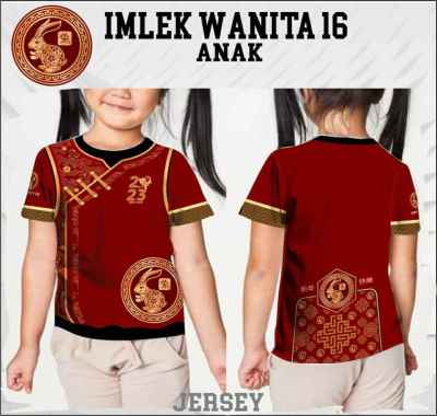 Kaos cheongsam anak perempuan baju imlek 2023 jersey shio kelinci 0 MERAH
