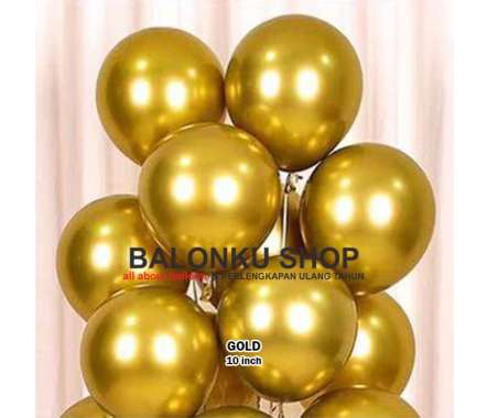 Balon Latex Chrome 10 Inch / Balon Chrome / Balon Eceran Gold