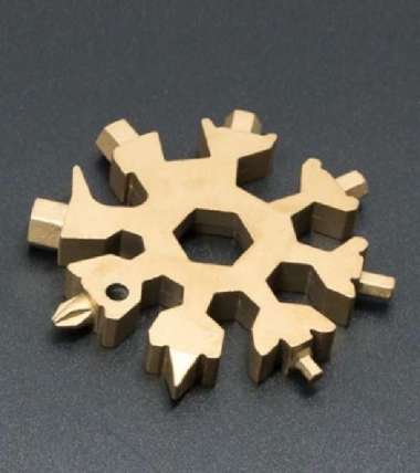 Obeng Kunci Gantungan Kunci Multifungsi Snowflake 18 In 1 Stainless Gold