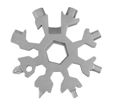 Obeng Kunci Gantungan Kunci Multifungsi Snowflake 18 In 1 Stainless Silver