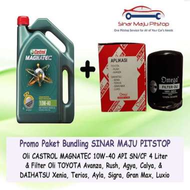 Paket Bundling Oli Mobil CASTROL MAGNATEC 10W-40 API SN 4 Liter Original Indonesia & Filter Oli Mobi