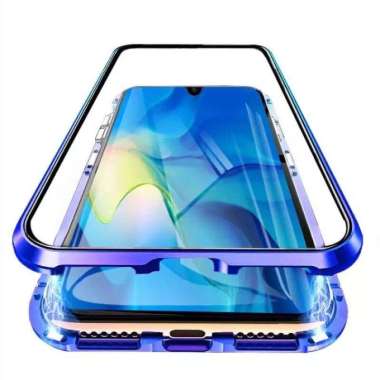 Samsung Galaxy A80 GalaxyA80 Double Side Glass Magnetic Case Cover Casing - Biru Samsung Galaxy A80