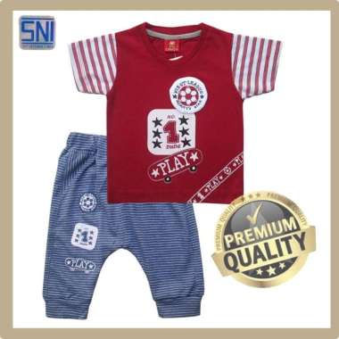 Baju Setelan Anak 1 2 3 Tahun Bayi Laki-laki Atasan Kaos Celana Joger L Merah