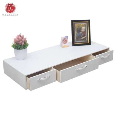 Dections Meja Laci Minimalis Gantung 80x30cm Meja Rias Tempel 3 Laci Putih - 80x30cm